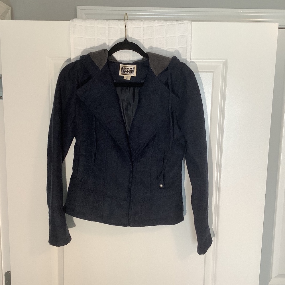 Converse One Star Ladies Button Down Jacket Navy Blue Size XS